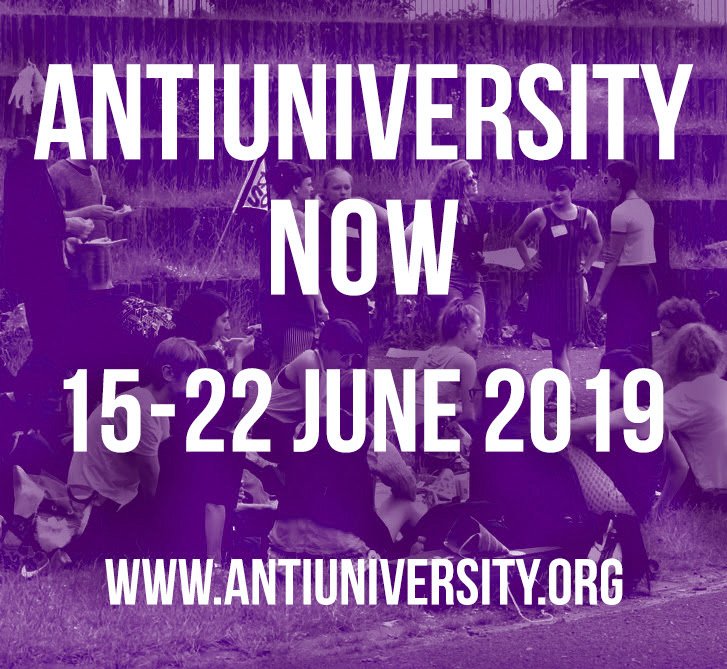 antiuniversity's tweet photo. Latest Antiuni newsletter is out! 
Information about #Antiuni2019 registration dates and deadline for submissions + news from our comrades @rentstrikenow &amp; @Women_Strike + Antiuni unofficial band molejoy EP launch. 
https://t.co/BtT0HEwegu https://t.co/0zyX0ZJgPp