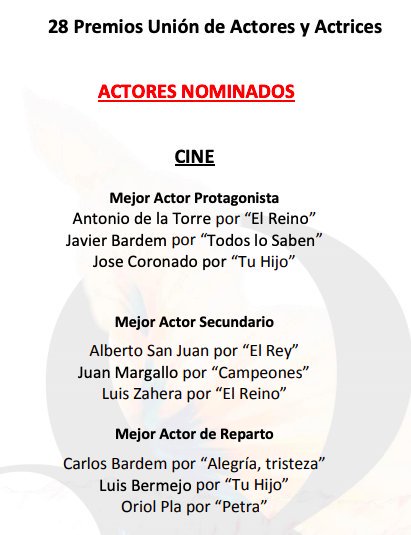 elreylapeli's tweet photo. ¡¡¡La peli EL REY 📽️  ya tiene una nominación!!!
Alberto San Juan opta al premio de la @uniondeactores como mejor actor secundario por @elreylapeli 

¡Allá vamos!
💥💥💥💥💥💥💥 https://t.co/hgBQS0KeSZ