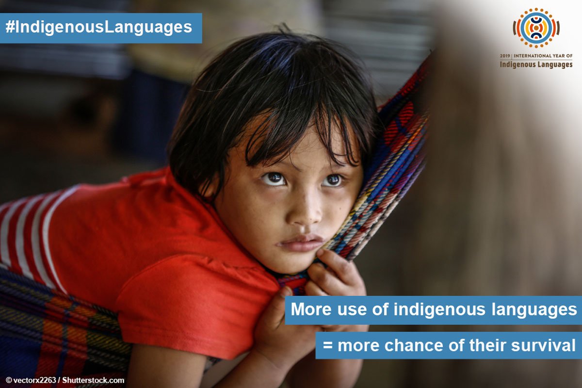 UNESCO's tweet photo. Protection of #IndigenousLanguages is crucial to the ongoing success of indigenous peoples

For the Intl. Year of Indigenous Languages, let’s come together to support the usage of native languages to pass down to future generations

Find out how: https://t.co/rd3awcxp4u @IYIL2019 https://t.co/8WjosZGCup