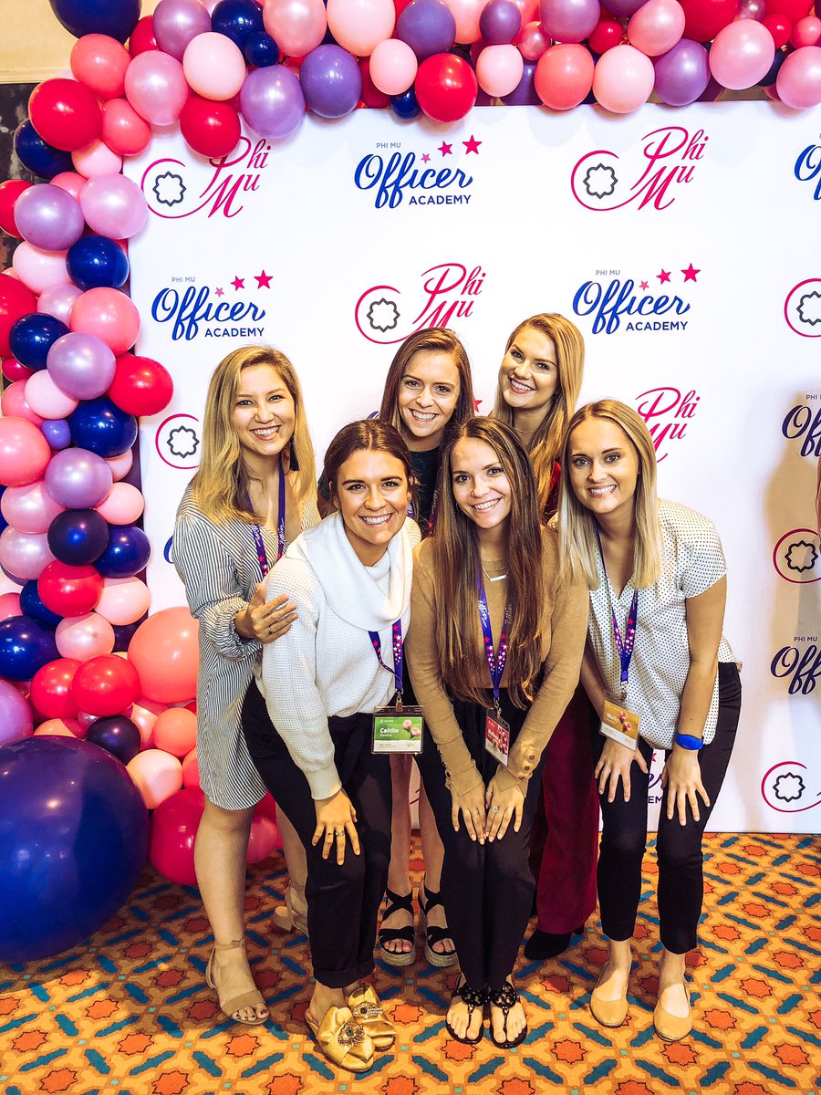 PhiMu_FSU's tweet photo. Thank you @PhiMuFraternity for a wonderful Phi Mu Officer Academy! Alpha Epsilon sisters had a blast and learned so much! 💞💛 https://t.co/5rfar0qwNJ