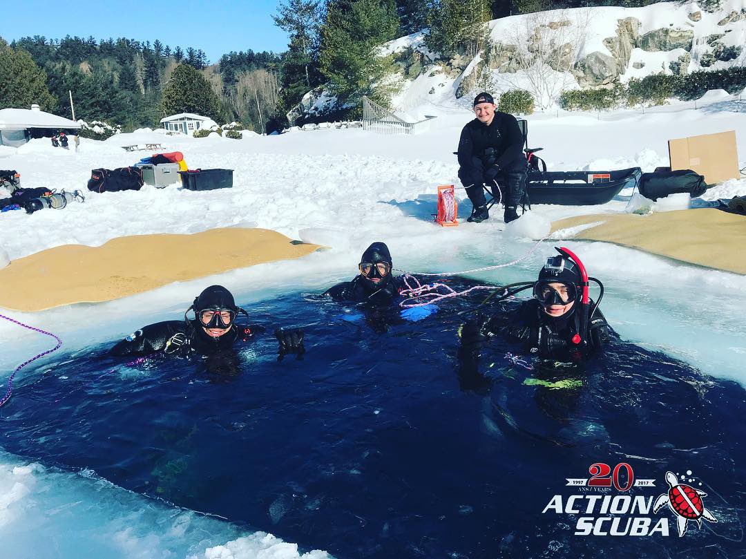 actionscuba's tweet photo. It was a beautiful day for the #PADI Ice Diving specialty course! #icediving #notforthefaintofheart #scubadivingasawintersport #scubadiving #actionscuba @PADI https://t.co/EJyahv34sV