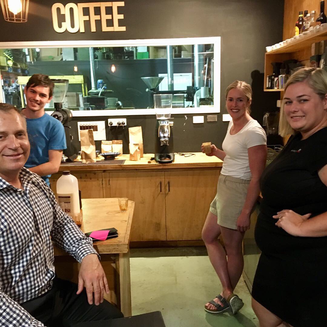 BareCoffeeCo's tweet photo. Great morning tasting the #barebarossa and #BareColdPressCoffee with Brett Mills and Jess from @KenMillsToyota and Laura Scherian from @sc_lightning . Thanks Sebastien our “#Barista to the Stars” for taking us on a tasting journey.
It’s all about #Coffee #Sport #Lifestyle. https://t.co/jLgSLUXckL