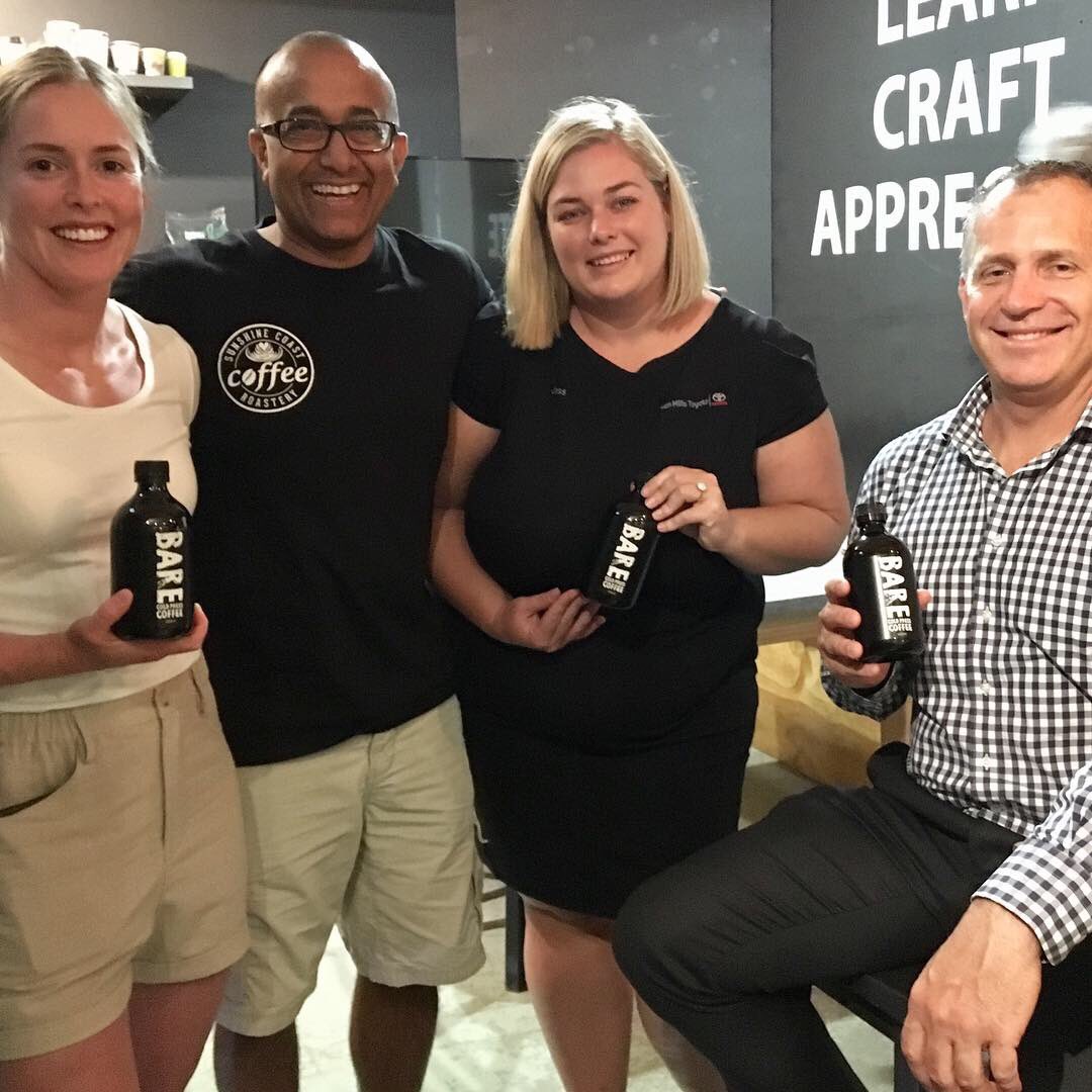 BareCoffeeCo's tweet photo. Great morning tasting the #barebarossa and #BareColdPressCoffee with Brett Mills and Jess from @KenMillsToyota and Laura Scherian from @sc_lightning . Thanks Sebastien our “#Barista to the Stars” for taking us on a tasting journey.
It’s all about #Coffee #Sport #Lifestyle. https://t.co/jLgSLUXckL