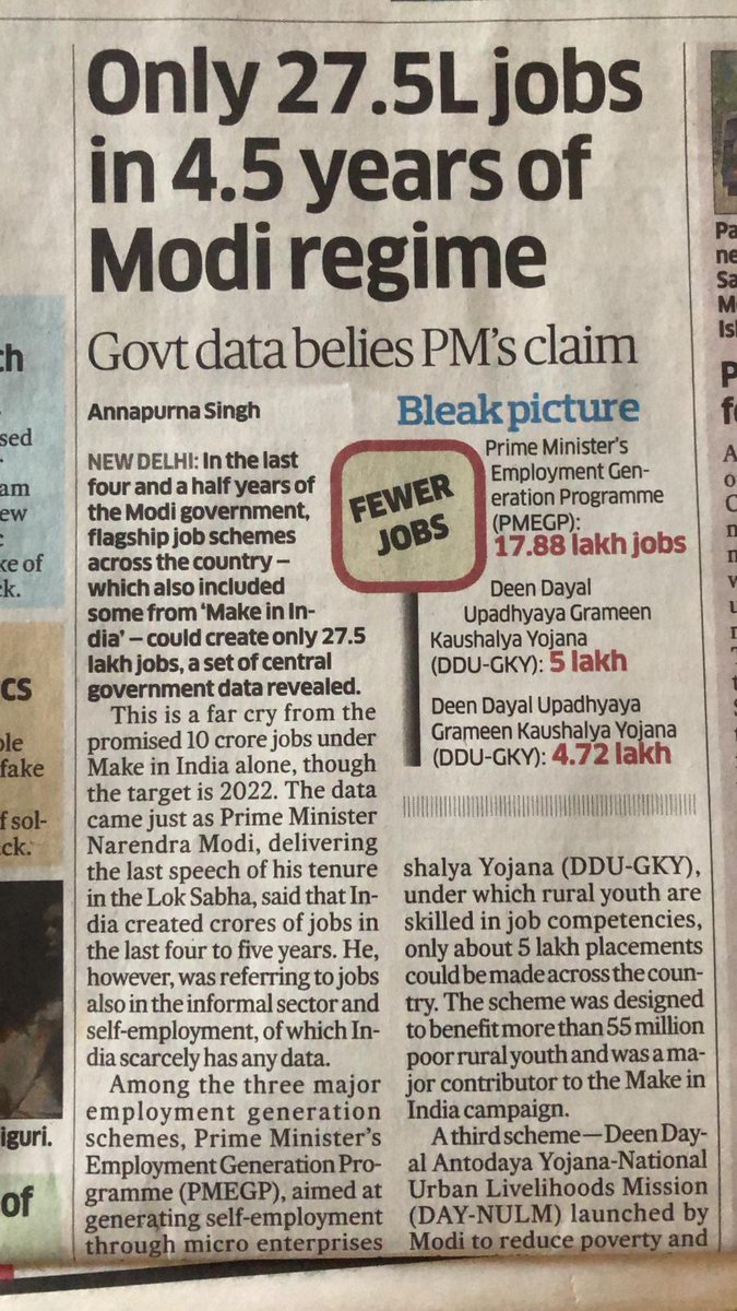 #JumlaMan #HowsTheJobs only 27.5 Lakh jobs in 4.5 years of Modi regime.