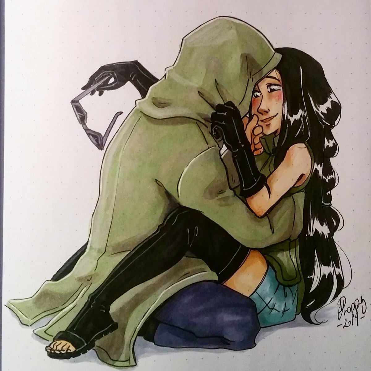 D_Choppy's tweet photo. Un peu de Shino et Sashika
❤❤Du Lovu Lovu !  ❤ ❤
Oh mon petit couple chouchou 😊
#choppy #art #draw #traditionalart #markers #copicciao #copic #myart #myoc #sashikaakunara #sashika #narutooc #naruto #narutoshipuden #shinoaburame #shino #manga #anime #cute #couple #hug #love https://t.co/p2VUKFw5kD