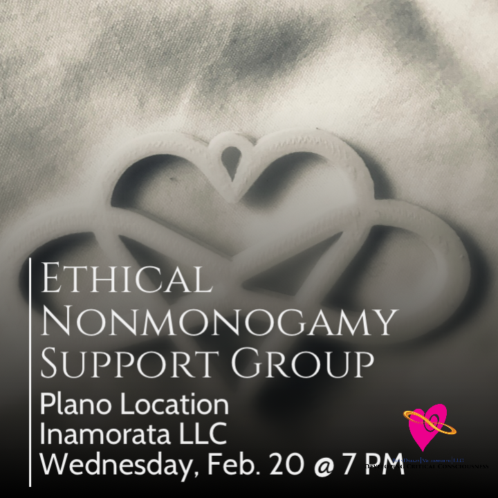 blacksexgeek's tweet photo. JOIN US! Ethical Nonmonogamy Support! This Wednesday, Feb 20 at 7 PM in Plano, Texas @ my office, Inamorata LLC. Are you questioning, curious, or experienced? This is NOT a therapy group ๐. This is a FREE support group. #polyforlife #nuthinbutluv๐ #blackandpoly https://t.co/lpx3wbTOWw