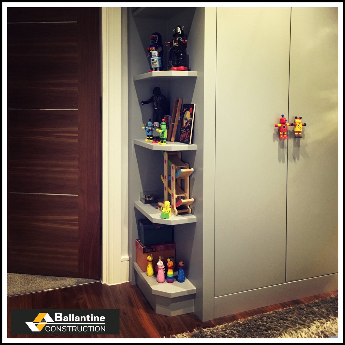 BallantineCLtd's tweet photo. KT19 - toddler room project. To turn a dark &amp; dreary room into a little boys dream robot room with a colour changing star light ceiling...just because it’s the smallest room in the house doesn’t mean it has to be the most boring 👏🏼 Design &amp; build by Ballantine Construction Ltd 👷🏼‍♂️ https://t.co/bOi1QTP4I9
