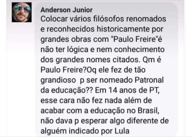 lelispatricia's tweet photo. O governo do PT começou em 2003, Paulo Freire morreu em 1997! 
Minha pergunta é: Como aconteceu essa indicação? https://t.co/waOutNYmj6