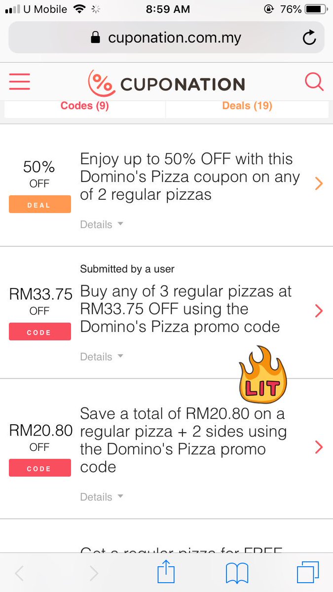 esya_dew's tweet photo. Order @DominosMY using #CupoNation Malaysia last friday.
Buy any of 3 regular pizzas at RM33.75 OFF when using the promo code guys. So kami beli 2 set, dapat 6 regular pizza dengan pelbagai flavour 🥰🥰
Thank you @DominosMY for this promo code at CupoNation Malaysia 😘😘😘 https://t.co/DbUSKbzP6O