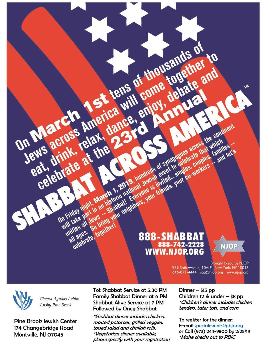 PBJC_Synagogue's tweet photo. Join us for #ShabbatAcrossAmerica at #PBJC on Friday, March 1st! 📧 #RSVP to attend the dinner by 2/25/19: specialevents@pbjc.org https://t.co/D2Obylr5ZQ