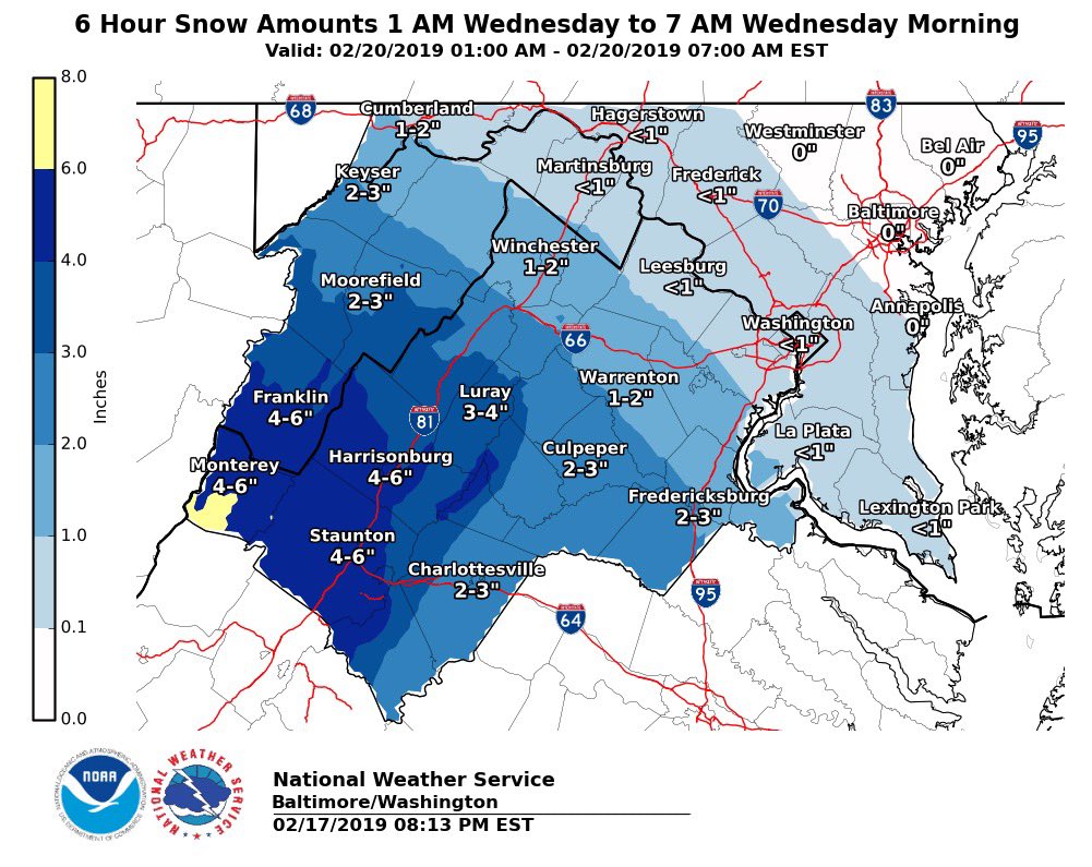 MikeTFox5's tweet photo. For those who want a VERY EARLY idea of possibly snow totals...here are current expectations from NWS. Please understand there number WILL LIKELY CHANGE by Wednesday. So stay with us. ❄️
Image 1: Snow by 7am WEDS
Image 2: Snow between 7a-1p WEDS
Image 3: Snow between 1p-7p WEDS https://t.co/pprqWdl0S7
