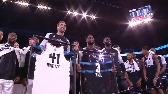 👀 the top moments from #DirkNowitzki (9 PTS, 3-3 3PM) and #DwyaneWade (7 PTS, 4 AST) at #NBAAllStar! https://t.co/luzSYJRI17