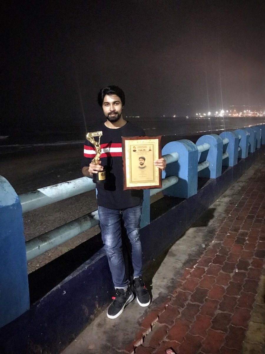 The first time is always special - Best Debut Hero for 2018 - received last night in Visakhapatnam. Can’t thank you enough people for your love. 
#TSRAwards #Vijetha #Memory