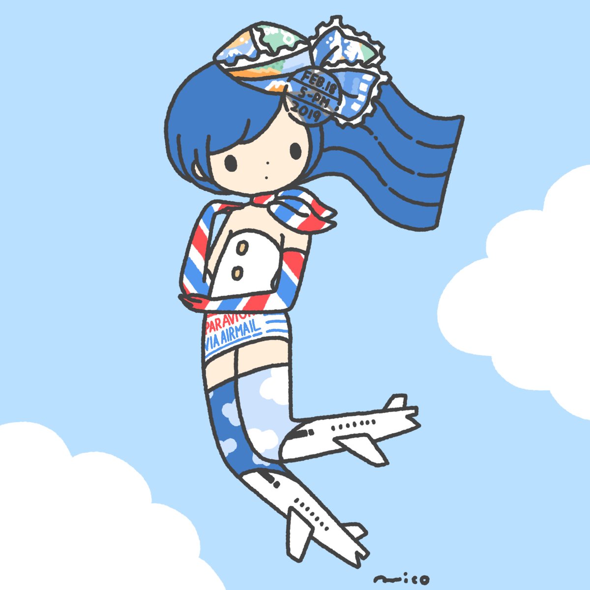 「Airmail ✉️✈️

#エアメールの日 」|paricoのイラスト