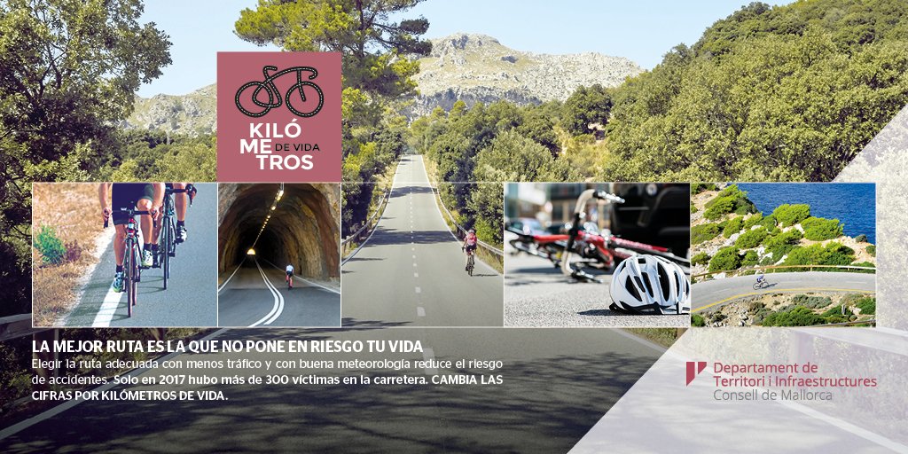 carreteresdeMca's tweet photo. 📣Us presentem la nova campanya de conscienciació ciclista. 
🚴🏻‍♂️La millor ruta és la que no posa en risc la teva vida.
🚴🏻‍♀️Revisa aquests consells abans de sortir amb la bicicleta!
🏞️Canvia les xifres per #QuilòmetresDeVida https://t.co/SiYz386B9X