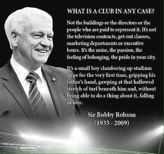 Happy 86th birthday Sir Bobby Robson. He knew the true meaning of supporting your local club.... 