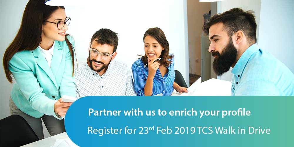 People_TCS's tweet photo. Join our global team to transform what's next in the areas of #analytics, #cybersecurity and #digital.

Register for the walk-in drive on 23rd February 2019 across locations. To know more: https://t.co/66Dz2T1kEn

#TCSCareers #Jobs #Hiring https://t.co/QOX9gOdOg1