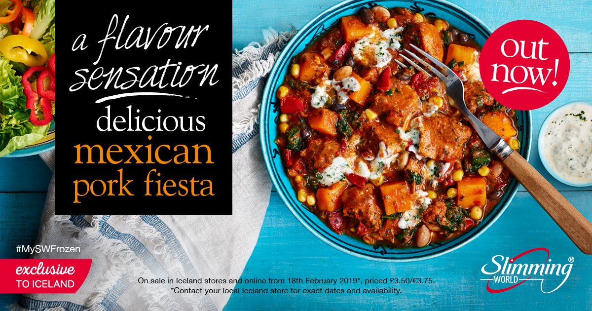 SlimmingWorld's tweet image. Mix up your menu this week with some fresh #weightloss-friendly meals – there’s a mouth-watering Mexican pork fiesta and a Moroccan-inspired veggie tagine joining our #MySWFrozen range @IcelandFoods  – plus our sweetcorn chowder is back by popular demand, too!
