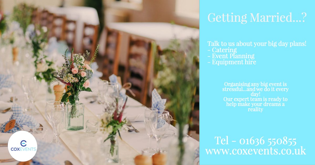 cox_events's tweet photo. Are you planning your big day?  Not sure where to start?
We can help!

#Weddingplanning #weddingcatering #caterer #food #eventprofs https://t.co/I2Hg1EgCsq