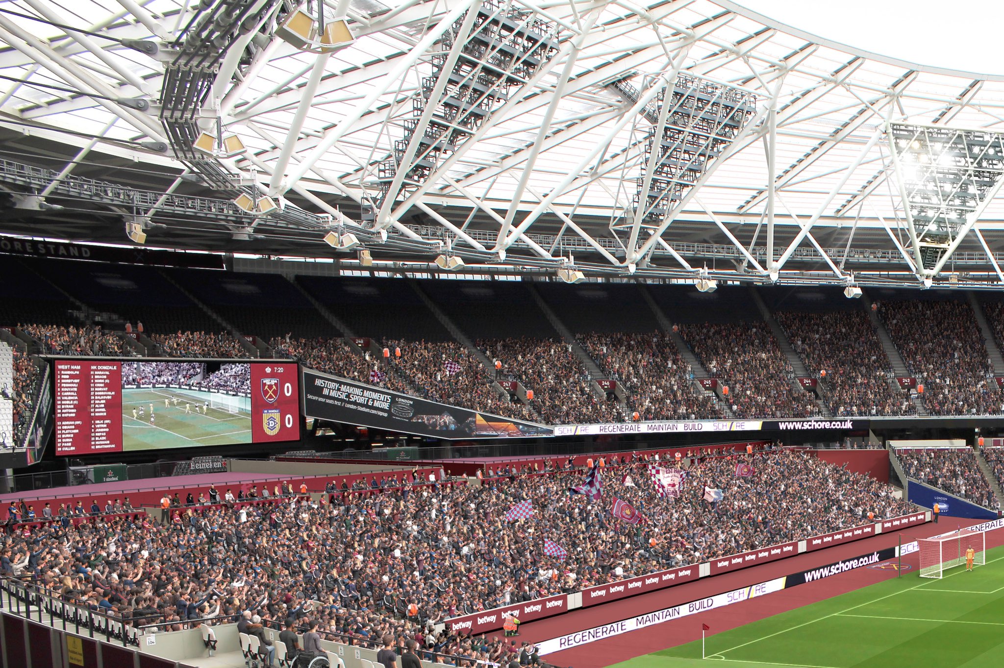 West Ham's goal from London Stadium - Bobby Moore Stand block 152 