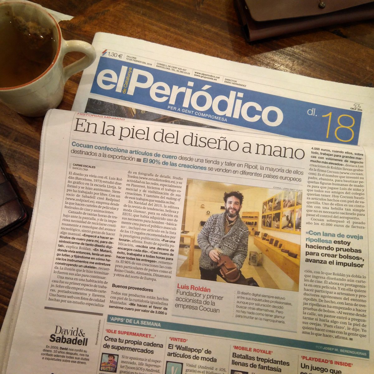 cocuan's tweet photo. So happy reading this article in the spanish newspaper "El Periódico" talking about Cocuan by @cescales. If you speak Spanish you can read it here https://t.co/qyIEG5Nlhy
#handmade #handcraftedleather #cocuan #elperiodico #workshop #newspaper #ripoll #girona #easternpyrenees https://t.co/iGj7ytZKbu