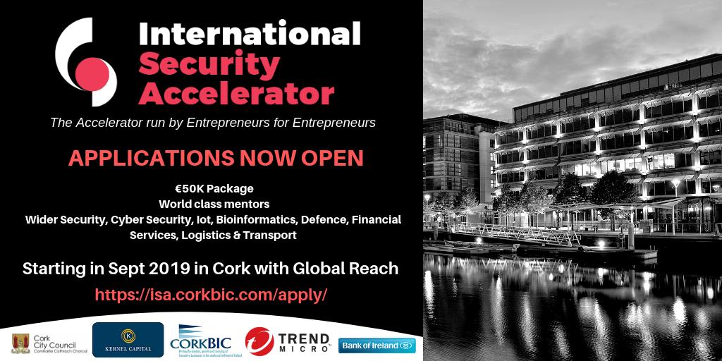 Applications are NOW OPEN for the International Security Accelerator programme. Join us on a journey of transformational change. For more information and to apply visit us here: isa.corkbic.com #Startups #Accelerator #AI #cybersecurity #blockchain #IOT #MondayMotivation