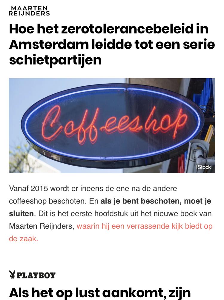 In de <a href="/BlendleNL/">Blendle</a>-nieuwsbrief heb je behalve de Volkskrant, de Playboy en de Maarten nu ook de Maarten Reijnders. Voorpublicatie van het eerste hoofdstuk van mijn nieuwe boek 'Dat was niet de bedoeling'! blendle.com/item/bnl-maart…