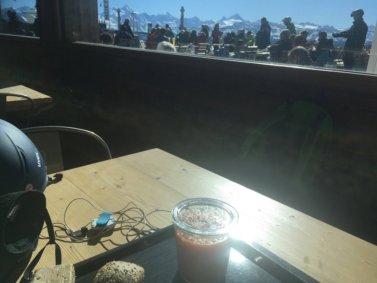 After a tiring ski day organization journey, feels nice to have a light Lunch at the top of the mountain