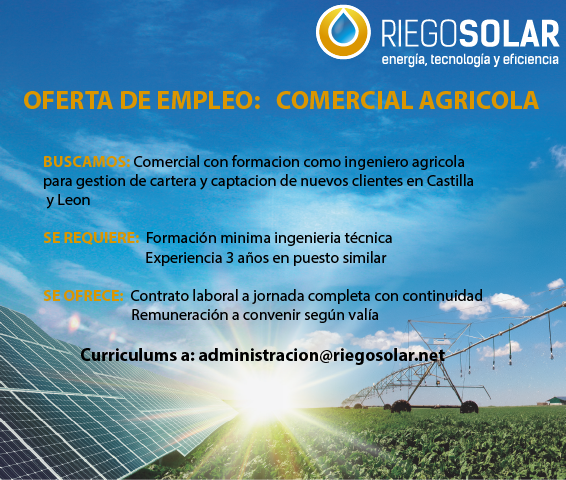 ¿Quieres trabajar con nosotros? Buscamos incorporar dos personas a nuestro equipo, curriculums: administracion@riegosolar.net #valladolid #empleo