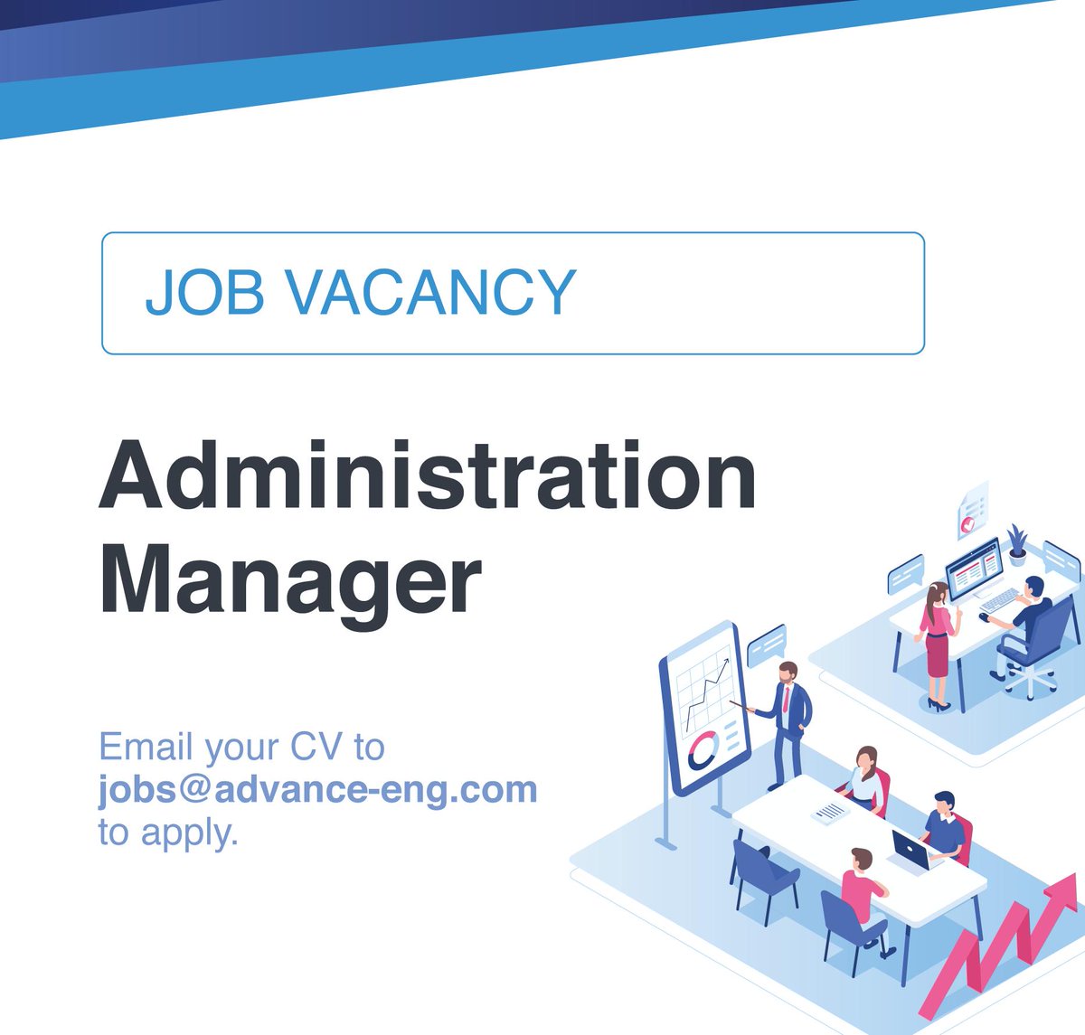Advance_Eng_NI's tweet photo. // JOB VACANCY //
We are currently recruiting for an Administration Manager to join our team on a full-time permanent basis, working Monday to Thursday 7.00 am to 5.00 pm.

Click on the link for full job details: https://t.co/82r4YeKQCL
Deadline for applications: 03.03.2019. https://t.co/Euj8444Xin