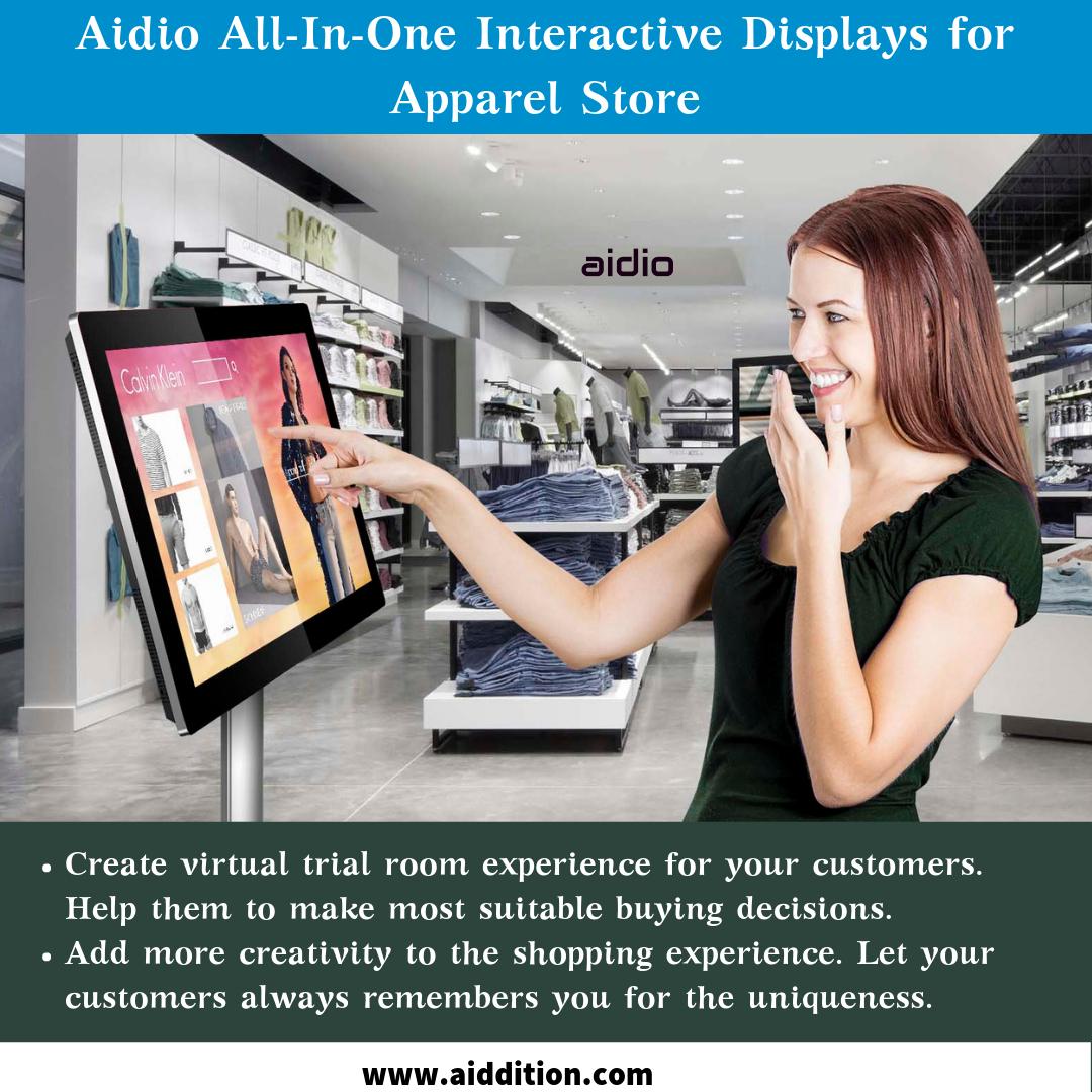 aidio_india's tweet photo. Aidio All-In-One Interactive Displays for Apparel Store. For orders, DM us or do visit https://t.co/Zaib5ifH1z
#Aidio #AllInOneInteractiveDisplay #Android #Smart #Interactive #Touchscreen #Display #Apparel #Store #Instore #Fashion #Retail #DigitalSignage #InteractiveSIgnage https://t.co/ogqyikaOP6