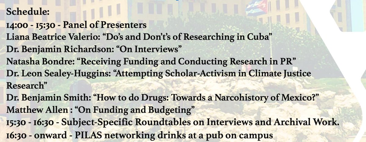 Take a look at the programme and register now for our workshop on #fieldwork in #LatinAmericanStudies to take place 6 March @warwickuni 👉eventbrite.co.uk/e/the-pilas-an… @SLASLatAm