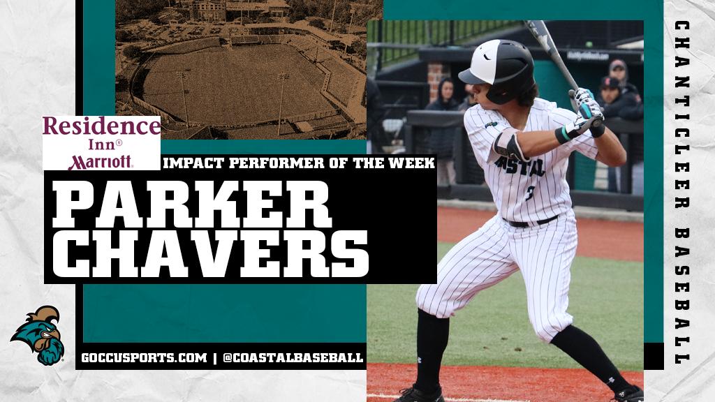 GoCCUsports's tweet photo. Parker Chavers posted a 1.504 OPS this weekend as @CoastalBaseball started the season 3-0, making him the Residence Inn Impact Performer of the Week. https://t.co/mdxmCGqilD