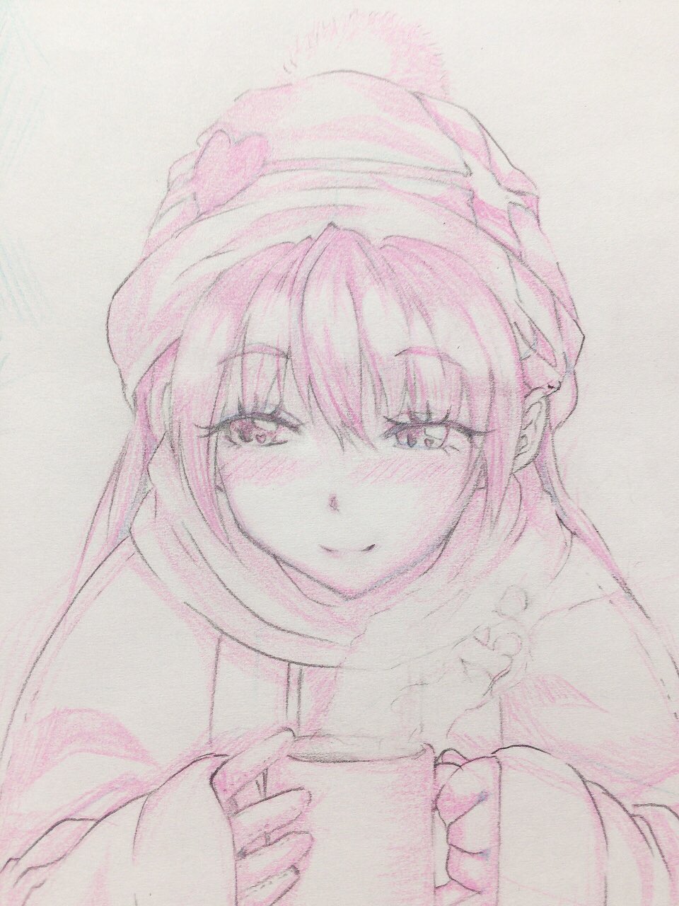 りんりぃーな プロフィール読んでね 個人的に可愛くかけたので色塗りしました W 赤 ピンク シャーペンでの単色塗り 濃淡出ないw髪のハイライトの入れ方は後でちゃんと勉強したい いや陰影の付け方全部勉強しないとだわorz 頭の帽子にボンボンが