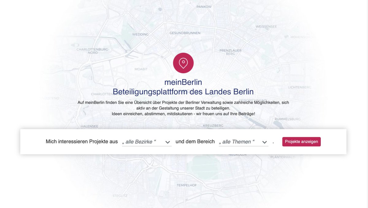 liqd_de's tweet image. meinBerlin erscheint mit neuen features: keinen Beta-Status mehr, neue Startseite und Projekte lassen sich mit neuer Suchfunktion noch einfacher finden.
#Bürgerbeteiligung
mein.berlin.de