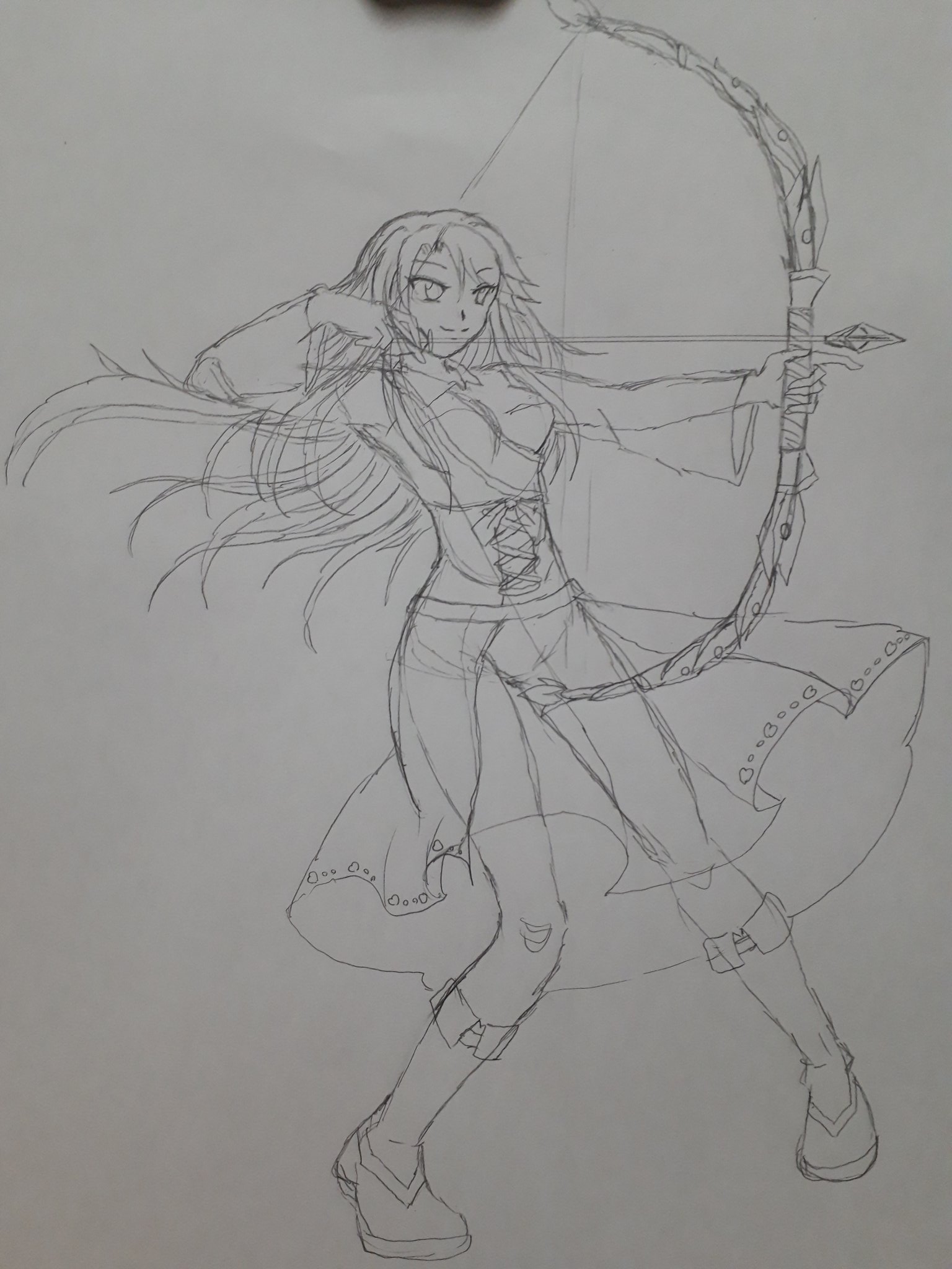 Mabisu Pa Twitter 龍咲リエルさん リクエスト リエルさんをfeキャラ化したオリキャラ リエル を描かせて貰いました W ゞ 弓装備ということで Fehの弓キャラ攻撃絵構図を参考にカキカキ ひぇぇ 弓の大きさやしなり具合 矢の位置と長さ 弦の張り 剣