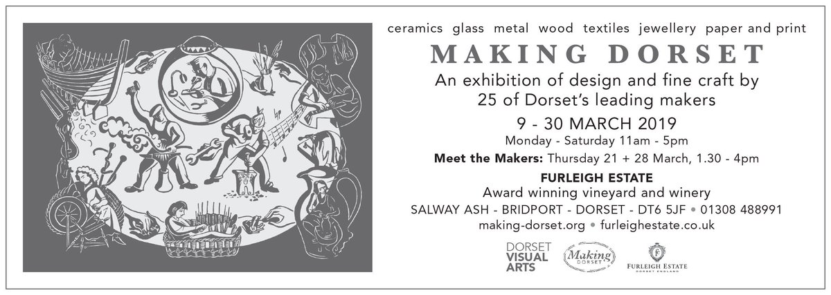 MakingDorset's tweet image. Dates for you diary for the next @MakingDorset exhibition at @furleighwine 

#makingdorset #fiftydorsetmakers #makersindorset #dorsetartists #localexhibitions #supportlocal