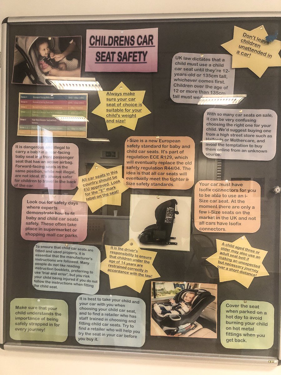ChloPunc's tweet photo. Completed a health promotion board on car seat safety! Really fun little project for me to leave behind at Brixham Hospital☺️ https://t.co/RvhO6qlgOW