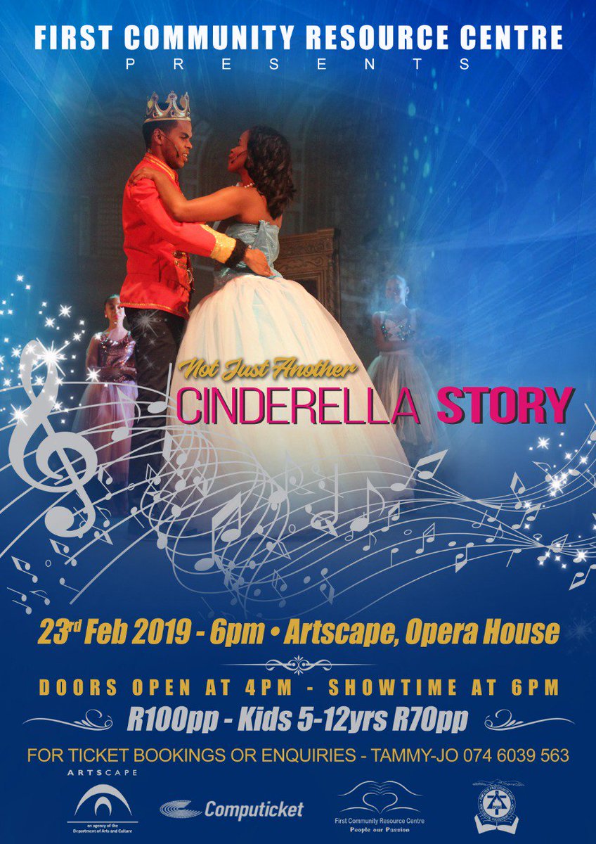 23 Feb 2019
Not just another Cinderella Story
A production by the First Community Resource Centre, Not just another Cinderella story, is a spin on a beloved classic tale. A story about a young woman seeking true love so that she can be made whole.
http://www.artscape.co.za/event/not-just-another-cinderella-story/ …