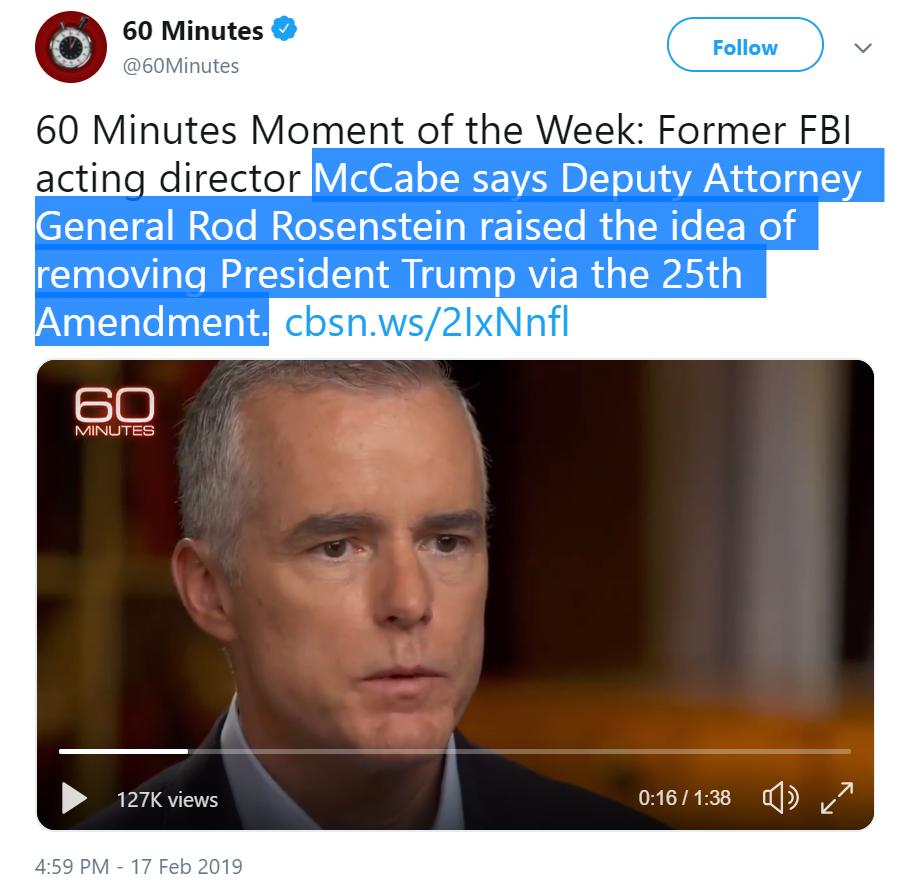 bocavista2016's tweet image. WHEN DOES A BIRD SING?

#AndrewMcCabe is the FIRST to confirm:

👉#RussianDossier was basis of #FISAWarrant
👉7 members of the Cabal orchestrated #Trump COUP
👉#RodRosenstein discussed #25thAmendment (ASSASSINATION)

⏲️#FlyRRFly⏲️

#MAGA #QAnon #Outnumbered #Hannity Rosenstein