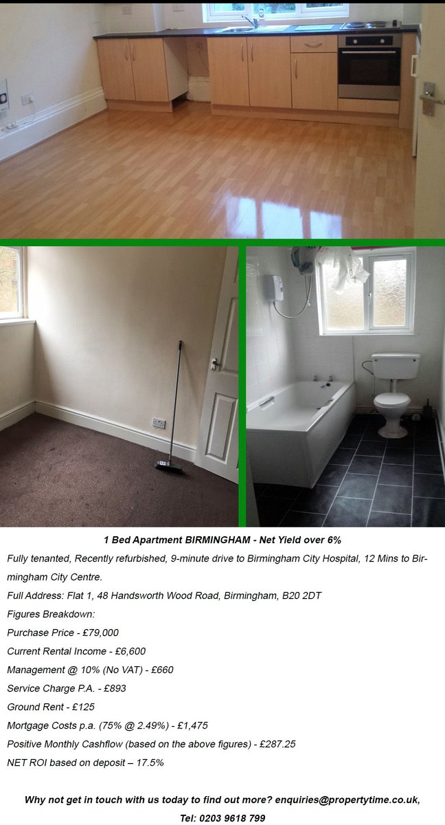 PropertyTimeUK's tweet photo. Excellent Single Let Apartment for Sale, Birmingham.Please see picture for full details. @pin_birmingham #BTL #RentalIncome #LandLords #PassiveIncome #EarnMoney #Investments #PropertyInvestments #HousesOfInstagram #HousesForSale #HouseForSale #BuyToLet #EarnWhileYouSleep #Rental https://t.co/o5FIo2W9z7
