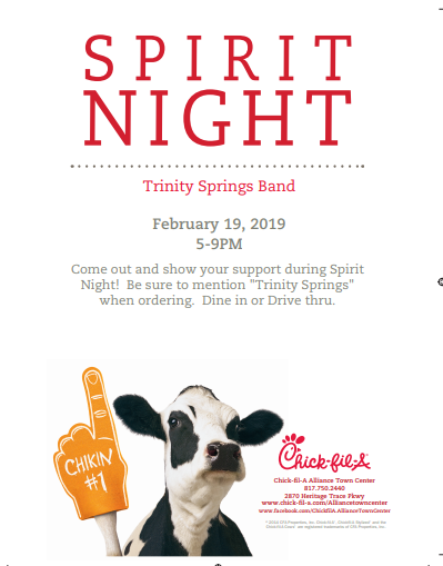 TSMSKeller's tweet image. Join us tomorrow night at Chick-Fil-A from 5:00-9:00 PM and support our @TSMSBAND