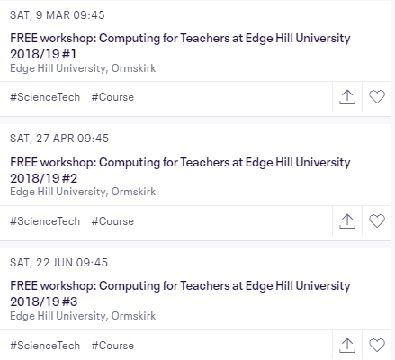 Activ8Thinking's tweet photo. FREE CAS/Edge Hill Computing workshops for teachers are now bookable here: https://t.co/Nb97WHQqfm 
It'd be lovely to see you https://t.co/43Vl2He2Zw