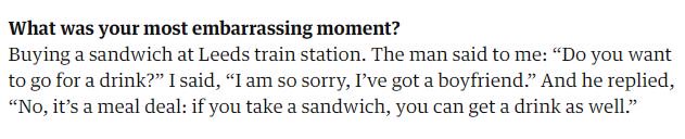 LTVLeeds's tweet image. Actor #JennaColeman shared this in an interview with The Guardian at the weekend 😂......so we NEED to know:

What was YOUR most #EmbarrassingMoment ?!😳😳😳

Spill the beans, LEEDS!! 🤭😜