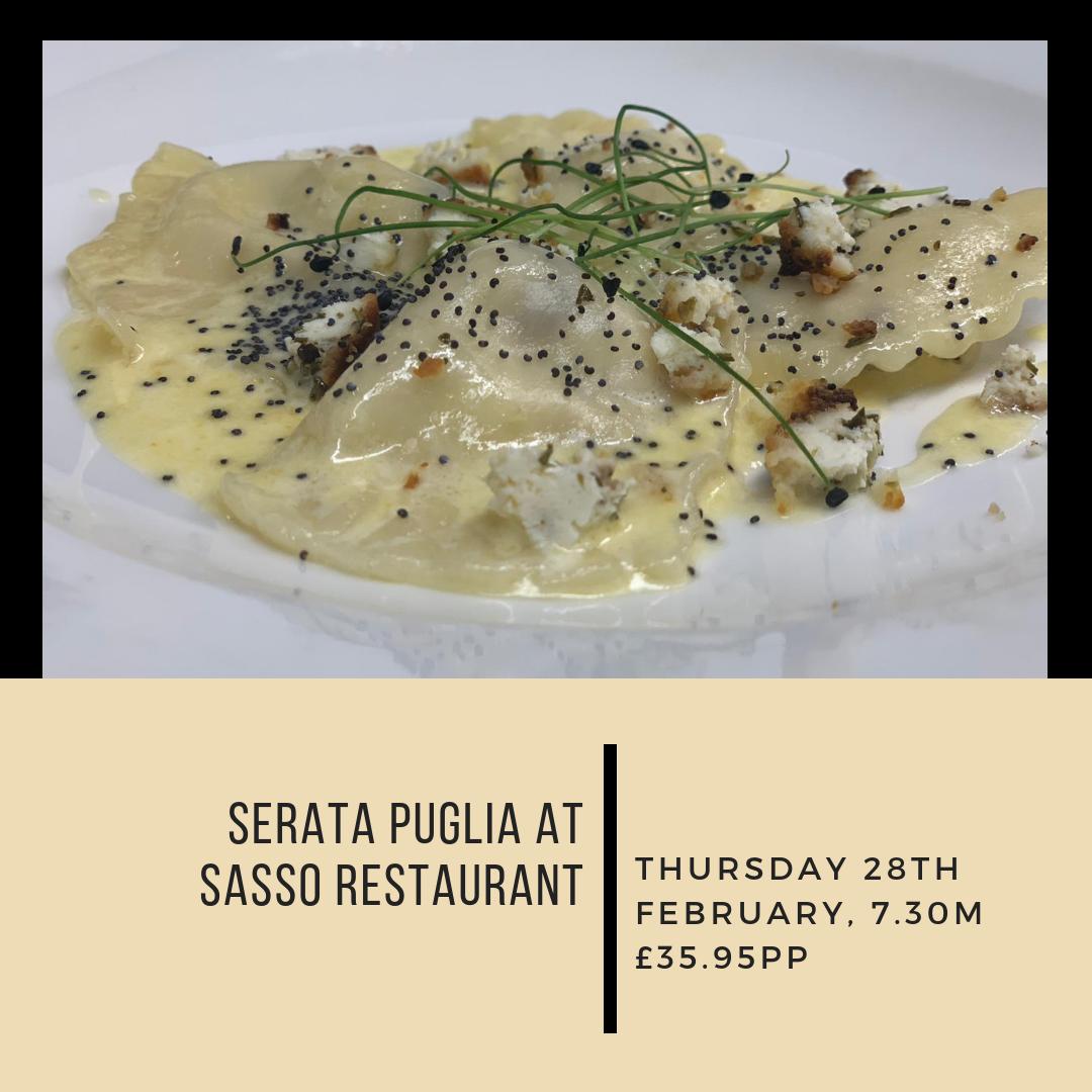 Take a look at our beautiful menu for the upcoming Serata Puglia! To reserve your table please call 01423 508838. Ciao! 

sassorestaurant.co.uk/wp-content/upl…