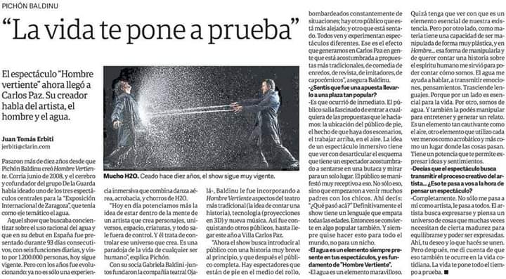 Entrevista a Pichón Baldinu, creador de "De la Guarda" y hoy director de @HombreVertiente, el espectáculo que la está rompiendo en Villa Carlos Paz.

Si estás en Córdoba ¡no dejes de ir! El show finalizará el 4 de marzo.
Tickets acá 👉 bit.ly/2Q9kW5F