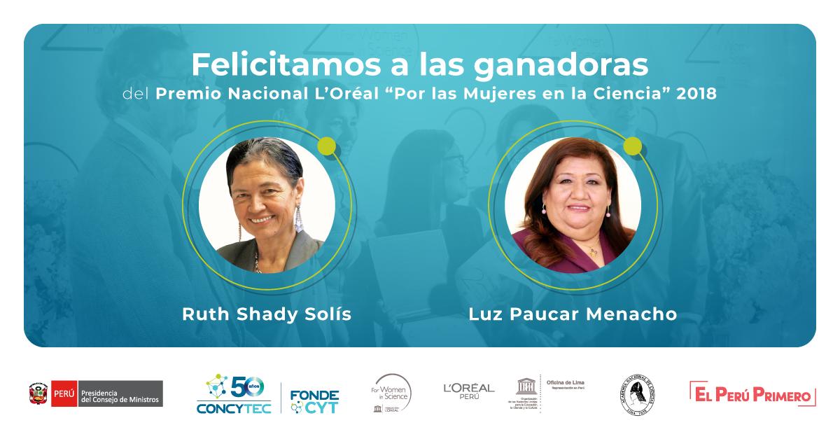 ProcienciaPeru's tweet photo. 💪Ellas son las ganadoras del Premio Nacional @GrupoLorealPeru "Por las #Mujeres en la #Ciencia" 2018
Felicitamos a la doctora Ruth Shady Solís y a  la doctora Luz Paucar Menacho. 🎉
➡️ https://t.co/m4bNahhb29
#MujeresEnCiencia #MujeresEnCTI https://t.co/GXptNz4qxo
