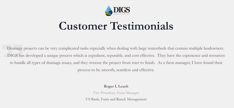 DIGSAssociates's tweet photo. We love hearing back from our customers. Read more about what they have to say at https://t.co/OIed2n6Usy
#watershed #waterdrainage #agtile #agriculture #farming #illinois #farms #profitability #drainagecontractors #drainage #agtile19 https://t.co/GpLLJiaWFI