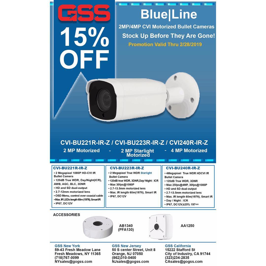 GoGSSUSA's tweet photo. Happy Presidents’ Day! Enjoy 15% OFF on CVI Motorized Bullet Cameras! Hurry, promotion is valid till 2/28/2019! Contact your local sales representative today! #GoGSSUSA! #CCTV #Technology #CVI #HappyPresidentsDay! #NYC #NJ #LosAngeles https://t.co/KZVL1RapCh