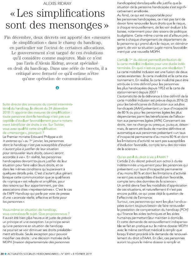 Alexis_Ridray's tweet photo. Ce que je pense des prétendus nouveaux "droits à vie" pour les personnes handicapées.
( ASH - N'3097 - 8 FÉVRIER 2019  @auleeyale  ) https://t.co/Hgc0inlmdN